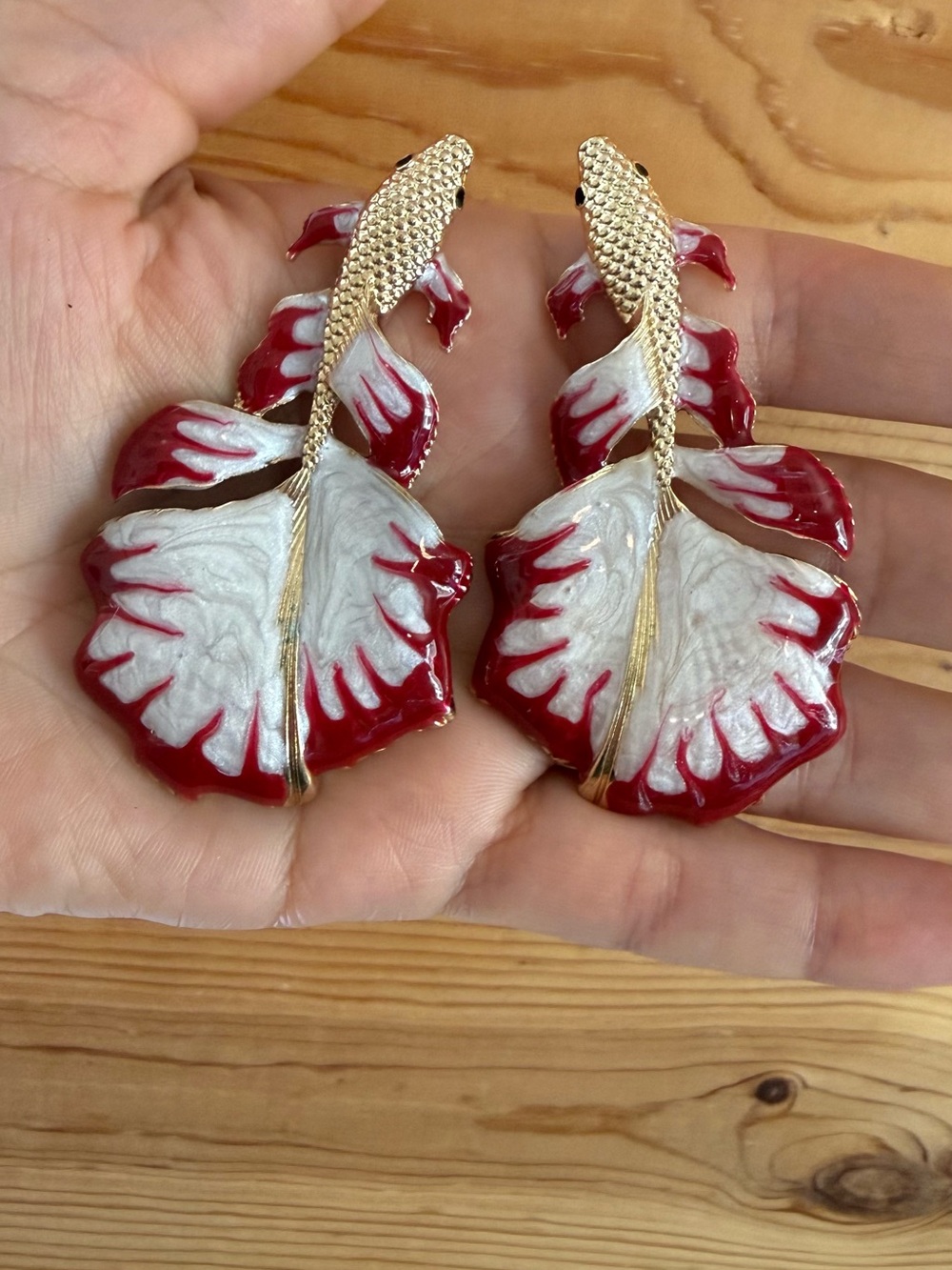 Red fish  Drop Earrings - Picture 6 of 6